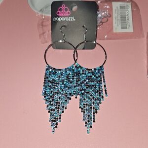 Paparazzi Black and Blue Fringe Earrings